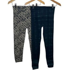 Lot of 2 Spanx Navy Grey Camo Seamless Crop Full Length Leggings Women Size M